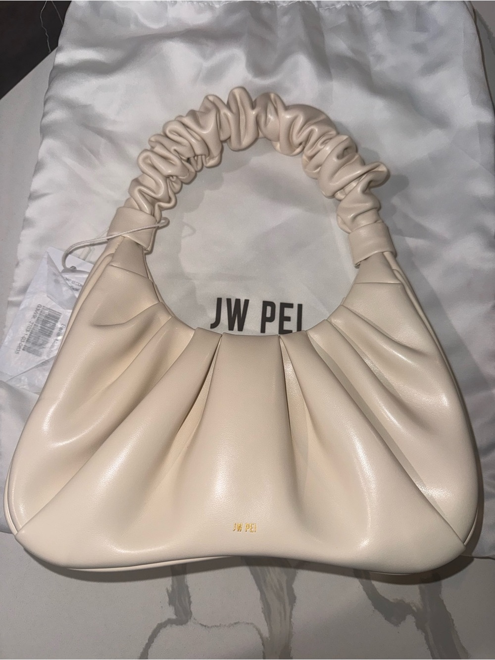 JW PEI Ivory Ruched Handle Shoulder Bag